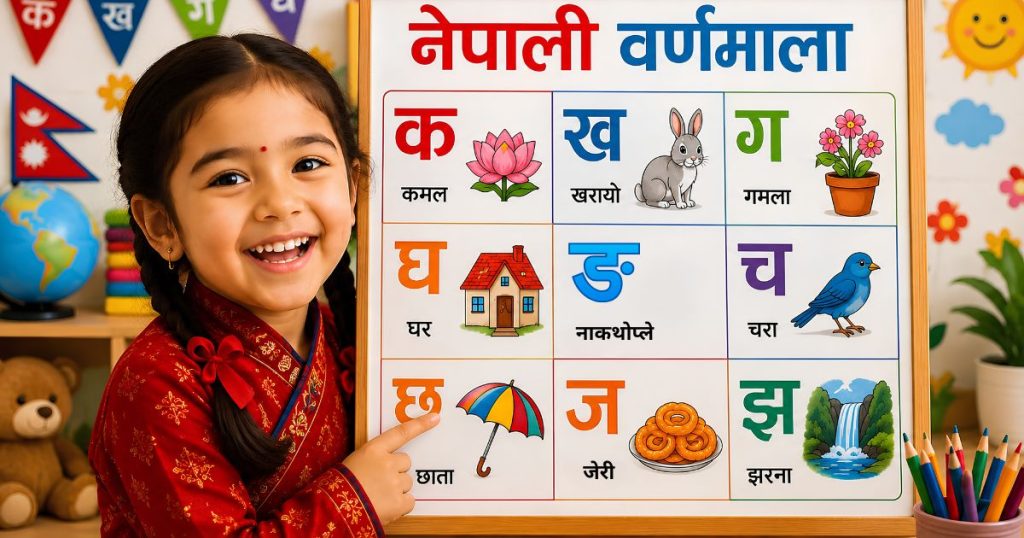 Nepali alphabet KA KHA GA GHA